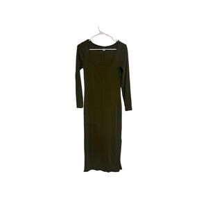 Old Navy Olive Green Long Sleeve Scoop Neck Maxi Dress